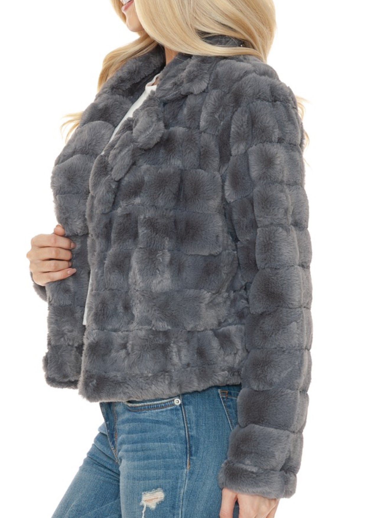 FAUX GREY ANNI COAT