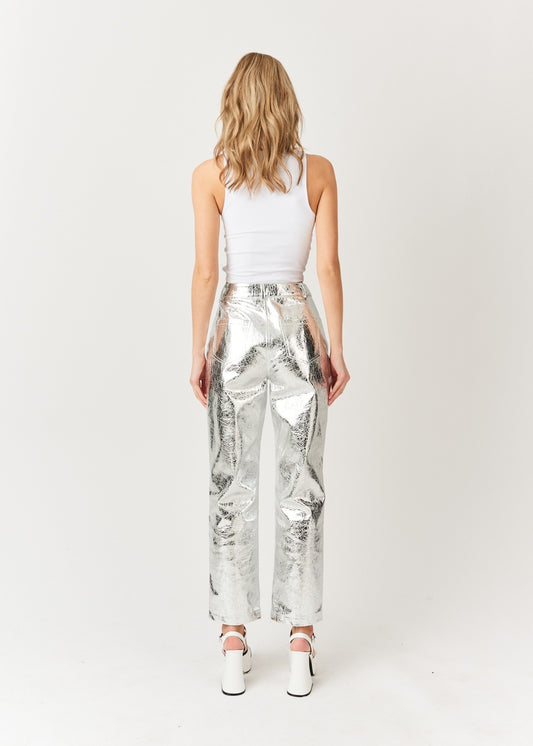 LAINA SILVER METALLIC PANTS