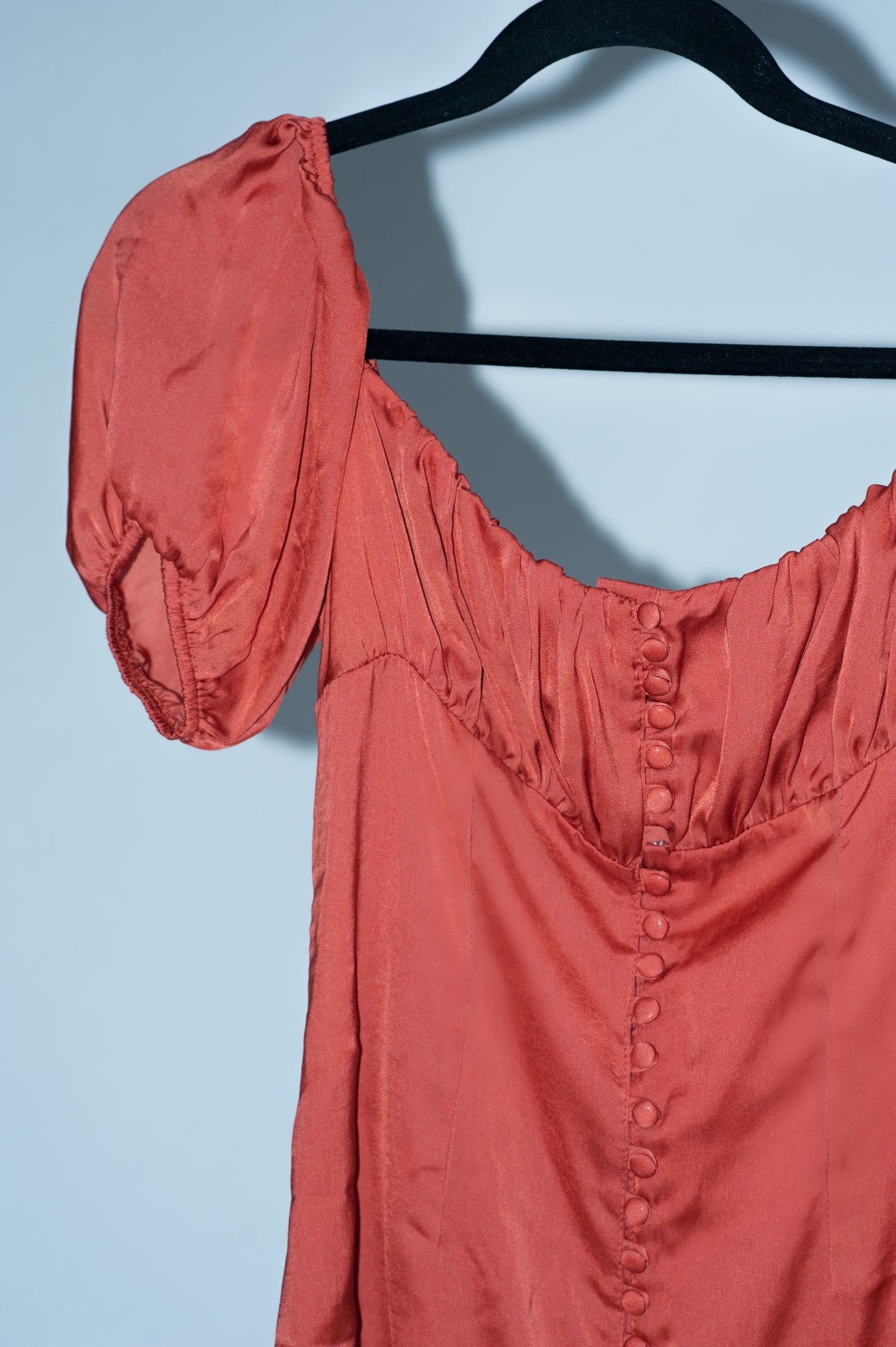 BUTTON SATIN SLIP DRESS